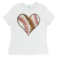White baseball heart Ladies Tee - HRA Design Shop