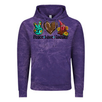 Cloud Purple peace love rooster Vintage Hoodie - BarkalooDesign