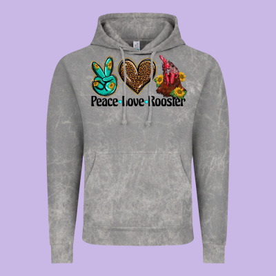 Peace Love Rooster Vintage Hoodie Designed By Barkaloodesign