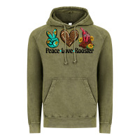 Vintage Olive peace love rooster Vintage Hoodie - BarkalooDesign