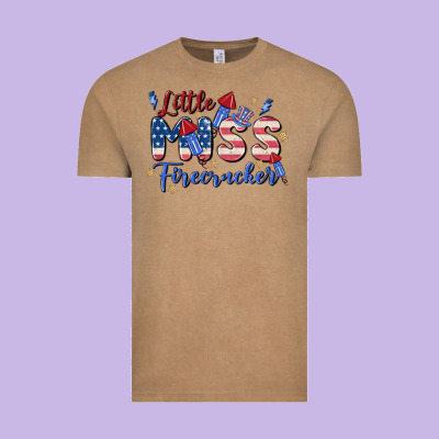 Little Miss Firecracker Vintage Tee Designed By Maliassmallbusiness