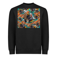 Black Thanksgiving Turkey sunflower turquoise Heavyweight Sweatshirt - NancyCooperArtShop