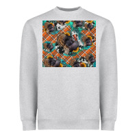 Heather Grey Thanksgiving Turkey sunflower turquoise Heavyweight Sweatshirt - NancyCooperArtShop