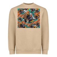 Mushroom Thanksgiving Turkey sunflower turquoise Heavyweight Sweatshirt - NancyCooperArtShop