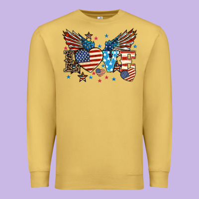 Love America Wings 4th Of July Premium Sweatshirt Designed By Howdyjamesfarm