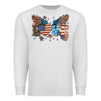 Oatmeal Heather Love America wings 4th of july Premium Sweatshirt - HowdyJamesFarm