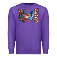 Purple Love America wings 4th of july Premium Sweatshirt - HowdyJamesFarm