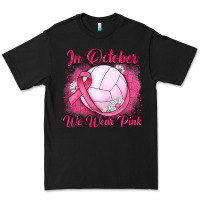 Black in october we wear pink breast cancer valleybal Premium Tee - JahusDesignShop
