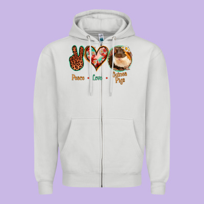 Peace Love Guinea Pigs Zipper Hoodie Designed By Bettercallsaul