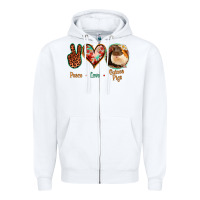White Peace Love Guinea Pigs Zipper Hoodie - Bettercallsaul
