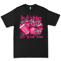 Black in october we wear pink cheer with football breast Premium Tee - JahusDesignShop