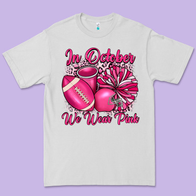 In October We Wear Pink Cheer With Football Breast Premium Tee Designed By Jahusdesignshop