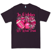 Plum in october we wear pink cheer with football breast Premium Tee - JahusDesignShop