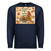 Navy pumpkin kisses and harvest wishes Premium Sweatshirt - TumblerDesignByShophia