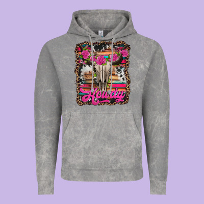 Howdy Valentine's Day Bull Skull Vintage Hoodie Designed By Jasminsmagicworld