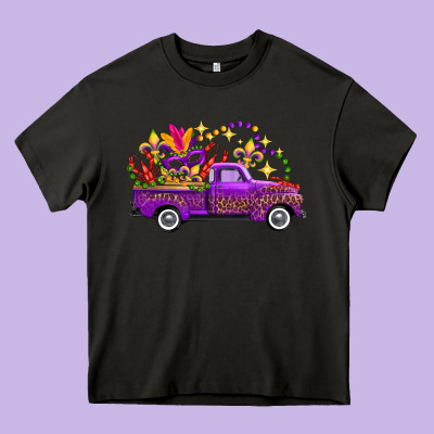 Mardi Gras Truck Heavy Core Tee Designed By Fadigitalartstudio