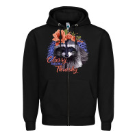 Black Classy But a Little Thrashy Raccoon with Flowers Zipper Hoodie - Bettercallsaul