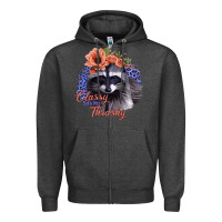 Charcoal Heather Classy But a Little Thrashy Raccoon with Flowers Zipper Hoodie - Bettercallsaul