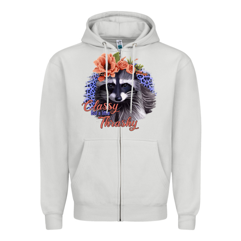 Classy But A Little Thrashy Raccoon With Flowers Zipper Hoodie by Bettercallsaul | Teevron