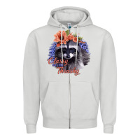 Dove Grey Classy But a Little Thrashy Raccoon with Flowers Zipper Hoodie - Bettercallsaul