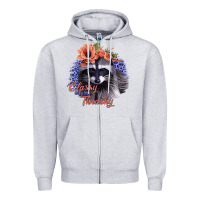 Heather Grey Classy But a Little Thrashy Raccoon with Flowers Zipper Hoodie - Bettercallsaul