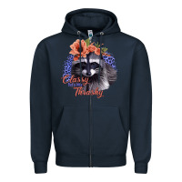 Navy Classy But a Little Thrashy Raccoon with Flowers Zipper Hoodie - Bettercallsaul