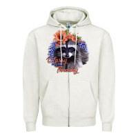 Oatmeal Heather Classy But a Little Thrashy Raccoon with Flowers Zipper Hoodie - Bettercallsaul