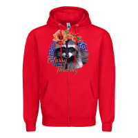 Red Classy But a Little Thrashy Raccoon with Flowers Zipper Hoodie - Bettercallsaul