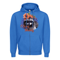 True Royal Classy But a Little Thrashy Raccoon with Flowers Zipper Hoodie - Bettercallsaul
