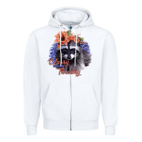 White Classy But a Little Thrashy Raccoon with Flowers Zipper Hoodie - Bettercallsaul
