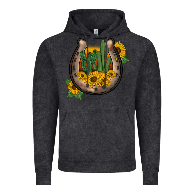 Western Horseshoe Sunflower Cactus Vintage Hoodie by BarkalooDesign | Teevron