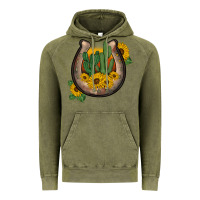 Vintage Olive western horseshoe sunflower cactus Vintage Hoodie - BarkalooDesign