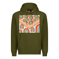 Army Green hippie rainbow and daisy Premium Hoodie - TumblerDesignByShophia