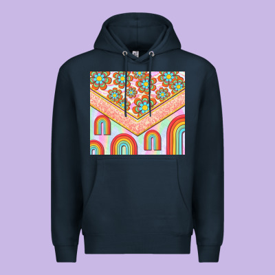 Hippie Rainbow And Daisy Premium Hoodie Designed By Tumblerdesignbyshophia