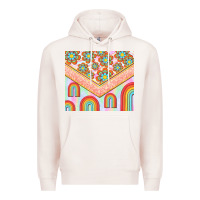 Pale Pink hippie rainbow and daisy Premium Hoodie - TumblerDesignByShophia