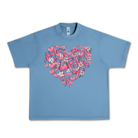 Pebble Blue breast cancer awareness heart Urban Heavy Tee - MaliasSmallBusiness