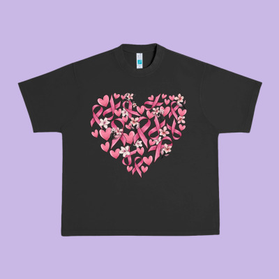Breast Cancer Awareness Heart Urban Heavy Tee Designed By Maliassmallbusiness