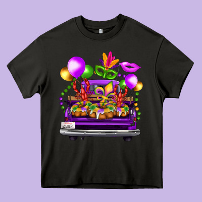 Mardi Gras Farm Truck Heavy Core Tee Designed By Fadigitalartstudio