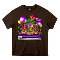 Chocolate Brown mardi gras farm truck Heavy Core Tee - FaDigitalArtStudio