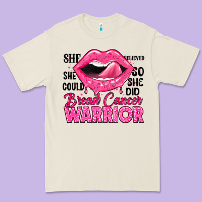 Breast Cancer Warrior Lips Premium Tee Designed By Jahusdesignshop