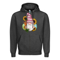 Charcoal Heather easter gnomes egg carrot sunflowers Zipper Hoodie - RanaPortraitStore