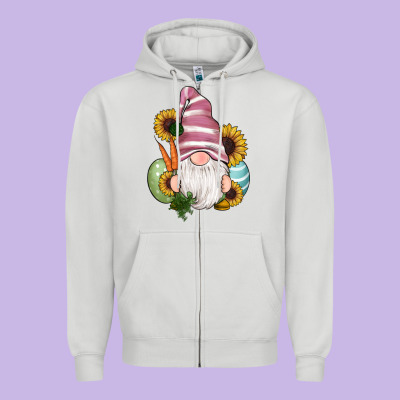 Easter Gnomes Egg Carrot Sunflowers Zipper Hoodie Designed By Ranaportraitstore