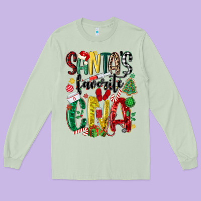 Santas Favorite Cna Nurse Long Sleeve Tee Designed By Maliassmallbusiness