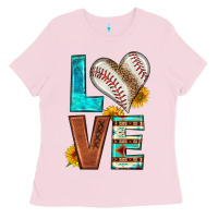Bubblegum Pink western love baseball Ladies Tee - HRA Design Shop