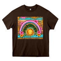Chocolate Brown summer rainbow Heavy Core Tee - HRA Design Shop