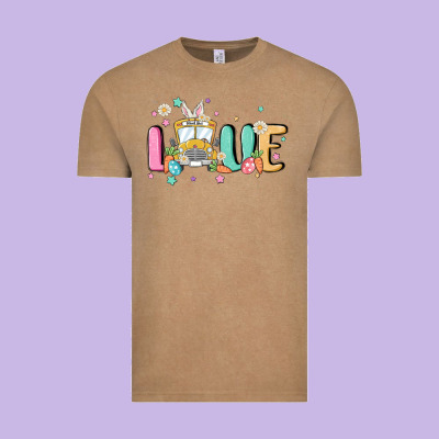 Love School Bus Vintage Tee Designed By Maliassmallbusiness