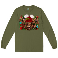 Army Green highland cow christmas Long Sleeve Tee - JahusDesignShop