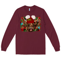 Burgundy highland cow christmas Long Sleeve Tee - JahusDesignShop