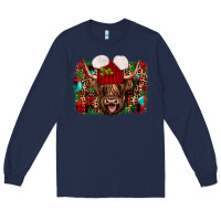 Navy highland cow christmas Long Sleeve Tee - JahusDesignShop