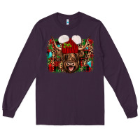 Plum highland cow christmas Long Sleeve Tee - JahusDesignShop